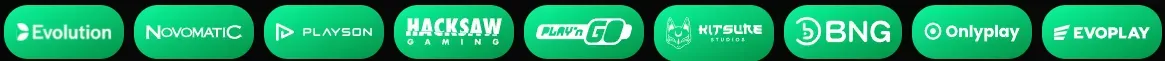 Logotypen van bekende casino gameproviders naast elkaar
