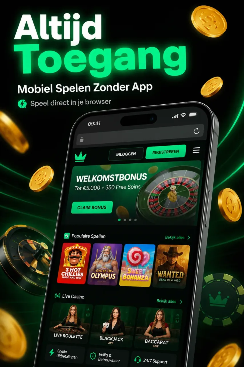 Smartphone met casinospel in mobiele browser geopend